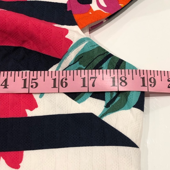 NWT ELIZA J Floral and Striped, 100% Cotton Dress with Cap Sleeves - Picture 6 of 10